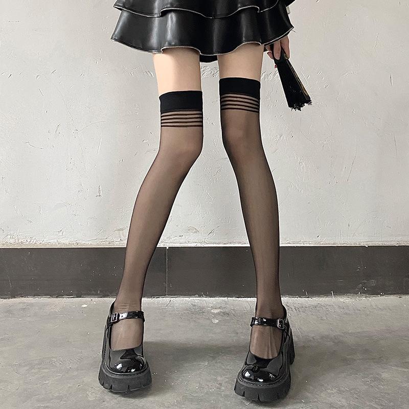 Sexy Lingerie, Stockings, Transparent Thin, Women'S Sex Stockings, Black And White Thigh Socks, High Stockings