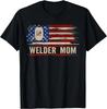 Vintage Welder Mom American USA Flag Funny Welding_Weld Gift T- Shirt