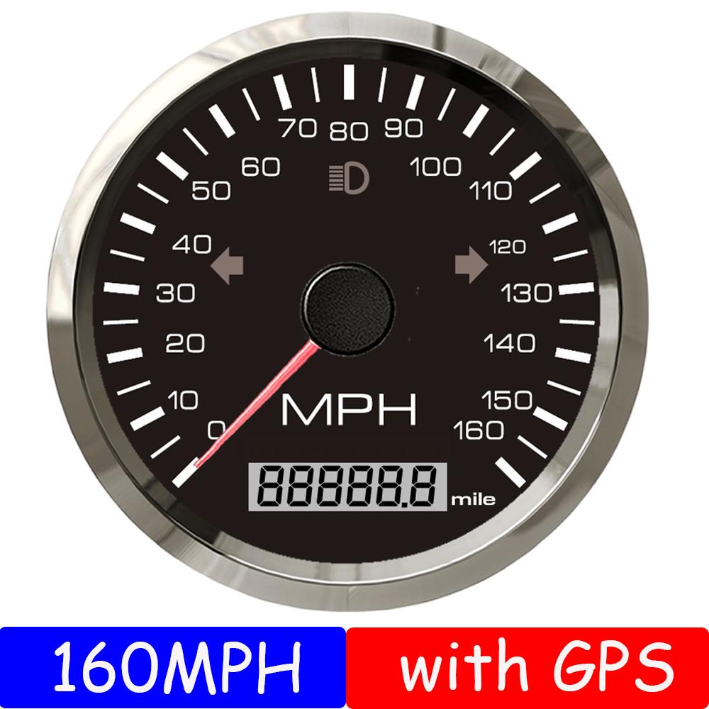 ZMFJH 0-160MPH 85MM GPS Speedometer Gauge with Antenna Red Backlight Odometer High Beam Turn Light for Boat Yacht Car 12V24V