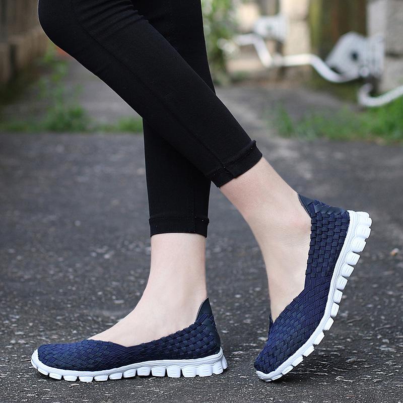 Autumn New Handwoven Shoes Elastic Casual Shoes Hollow Versatile Overshoes Women