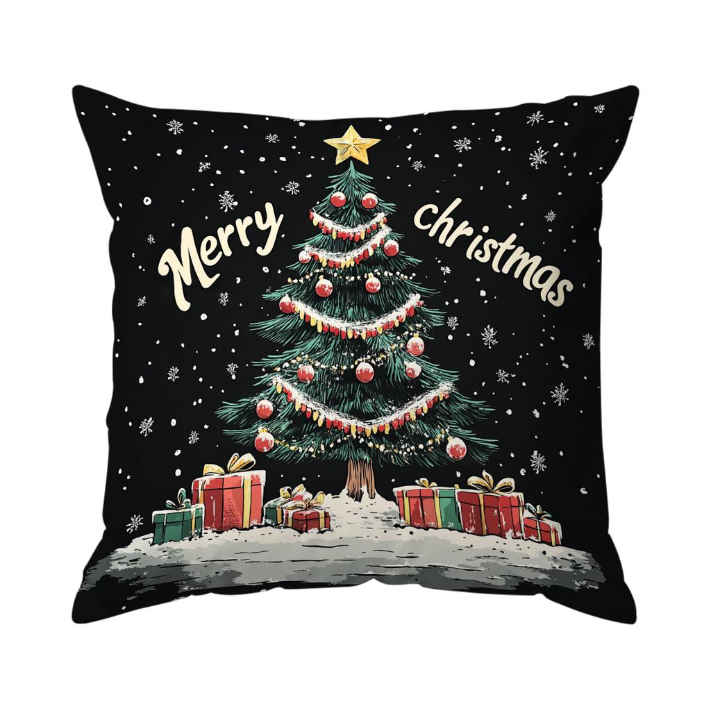 Santa Claus Elk Christmas Tree Pillowcase Bedroom Sofa Cushion Cover 100% Polyester Living Room Cushion Pillowcase Home Decor