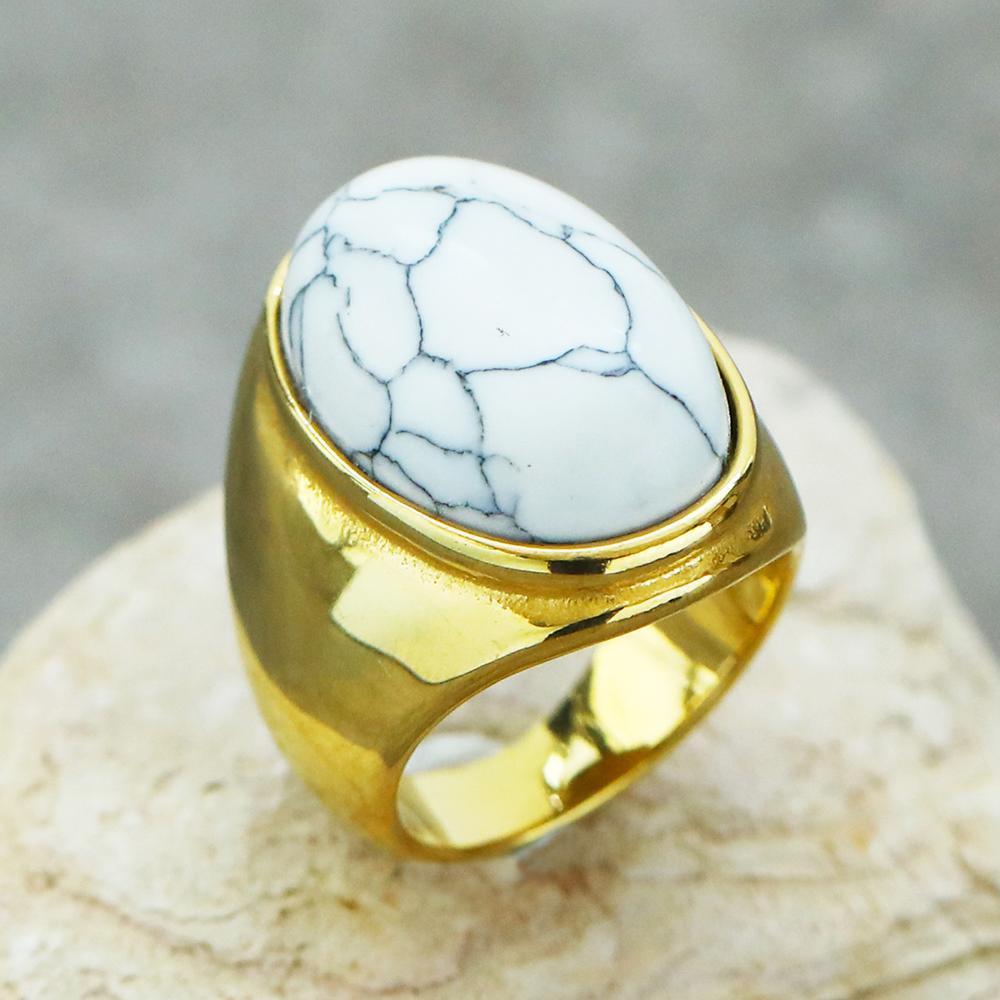 2025 Neuer Herrenring aus Edelstahl mit farbigem ovalem Edelstein Gothic Biker Hipster Schmuck für Männer Mann Geschenkidee