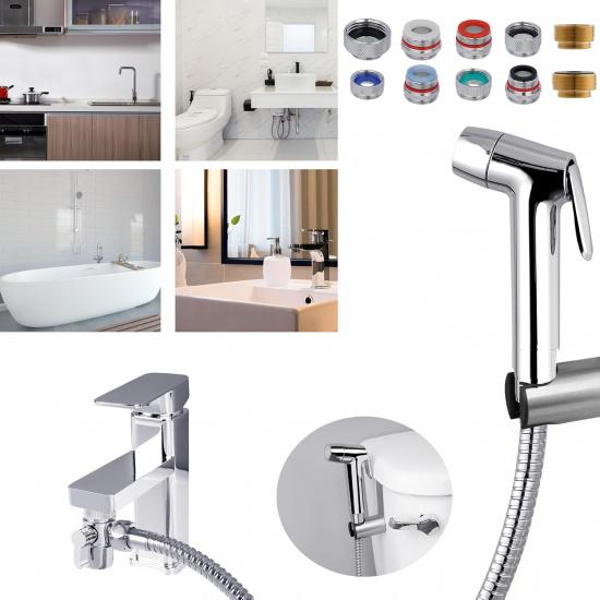 Hibbent Sink Faucet Hose Sprayer Attachment, Handheld Bidet Toilet Sprayer, 10 Adapters, Dual Function Faucet Sprayer Rinser, Bathroom Shower Head,