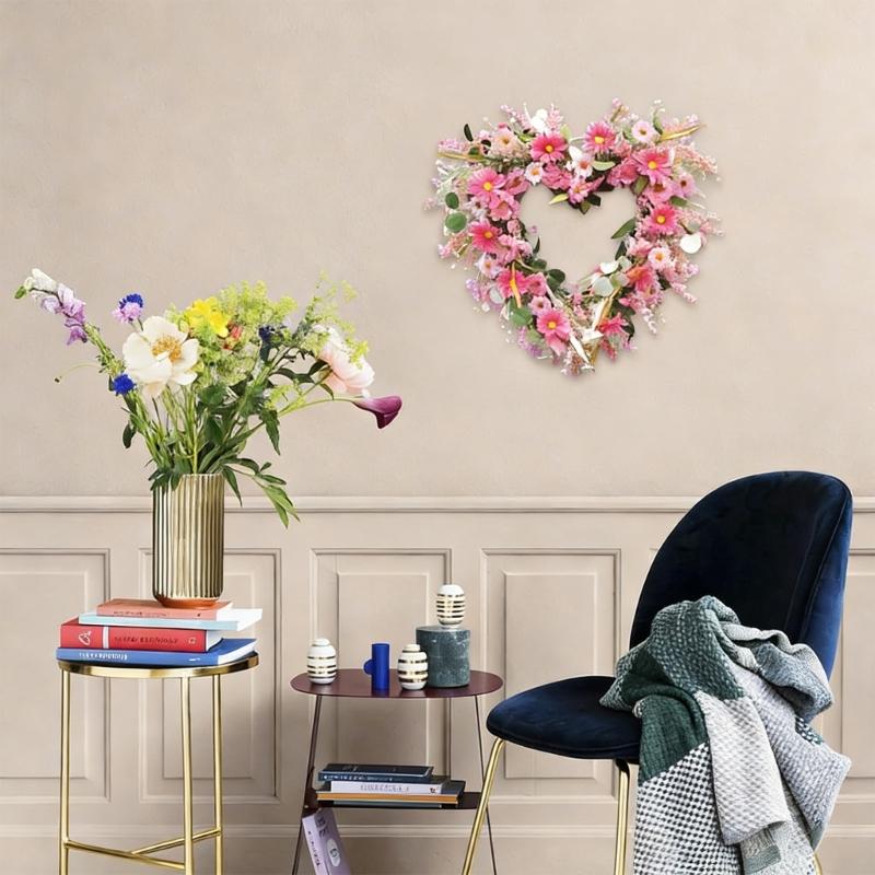 Flexible Size Artificial Tulips Flower Wreath Ornament for Home Entrance Shop Display Durable Plastic Rattan Construction Waterproof Treatments