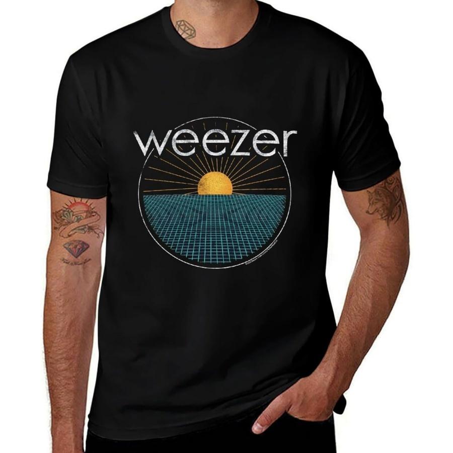 Hcotproe Мужская футболка Футболка Weezer Летняя Повседневная Короткая С круглым вырезом Короткий рукав Топ(3) XXXXXL чёрный