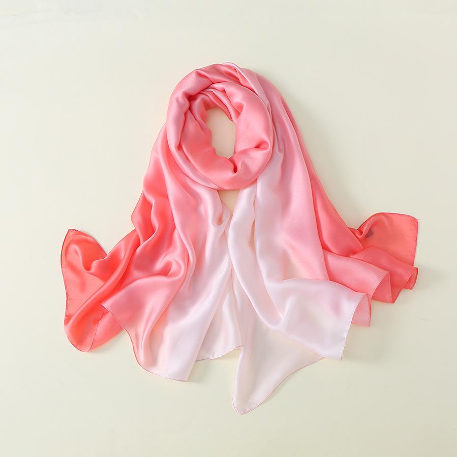 Luxury Brand Solid Color Gradient Silk Scarf Women Fashion Luxury Shawls and Wraps Beach Female Foulard Oversides