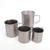 6pcs Ti Camping Cup Set with Fork Spoon Lightweight Water Mug for Backpacking Hiking Picnic Travel 4 Cups + 2 Fork Spoon