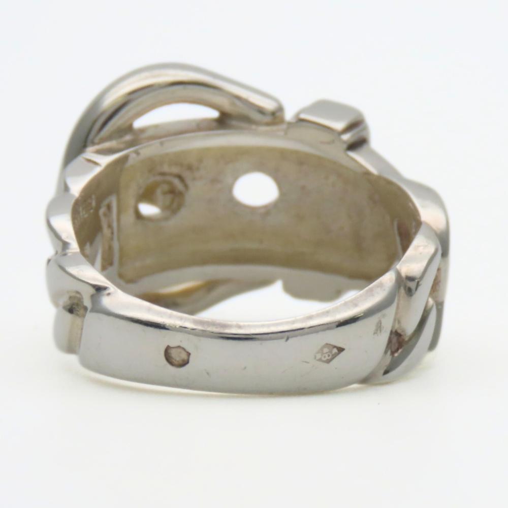 Used HERMES Ring Diane EU#52 53 Silver925 6.5g Silver belt