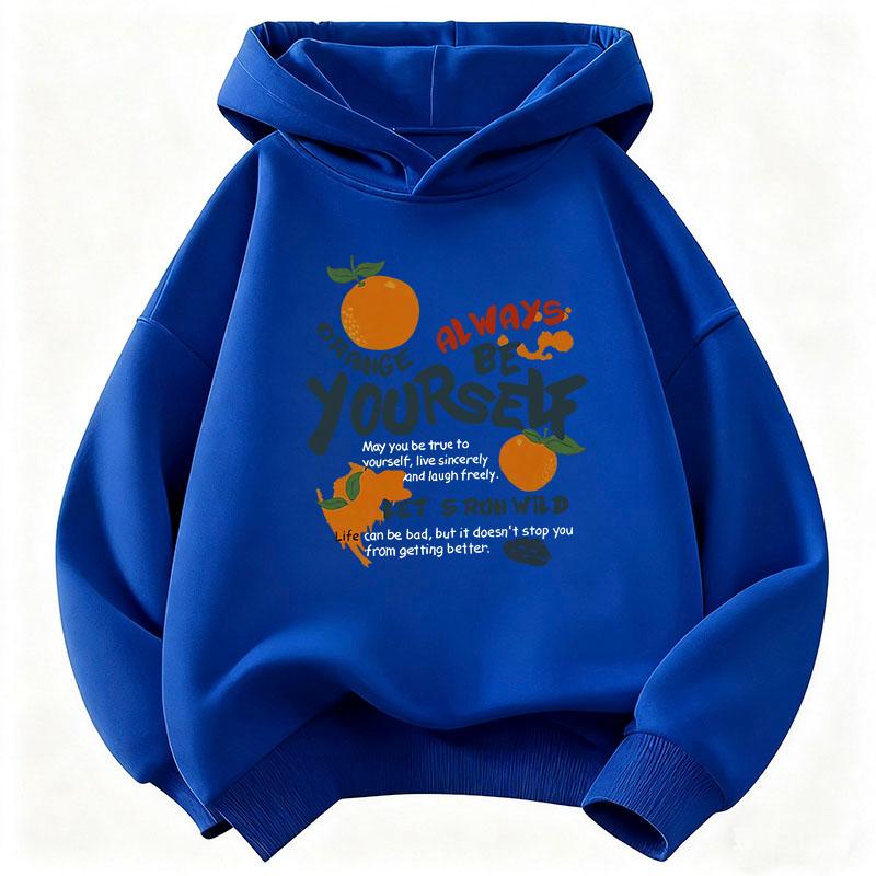 Funny Orange Harajuku Style Hoodie Kids Children's Sweatshirt Hoody for Boys Girls Casual Hoodies Hip Hop Clothes