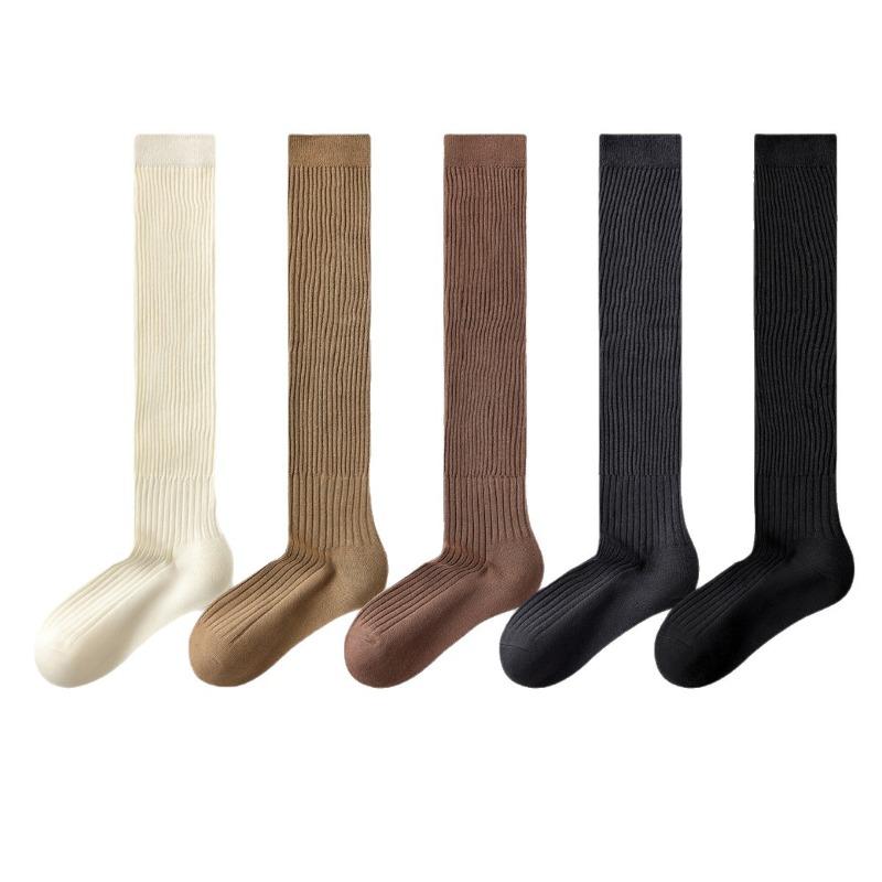 White Socks for Women, Pure Cotton Compression Calf Socks, Antibacterial and Deodorizing High Socks, Boneless Long Socks