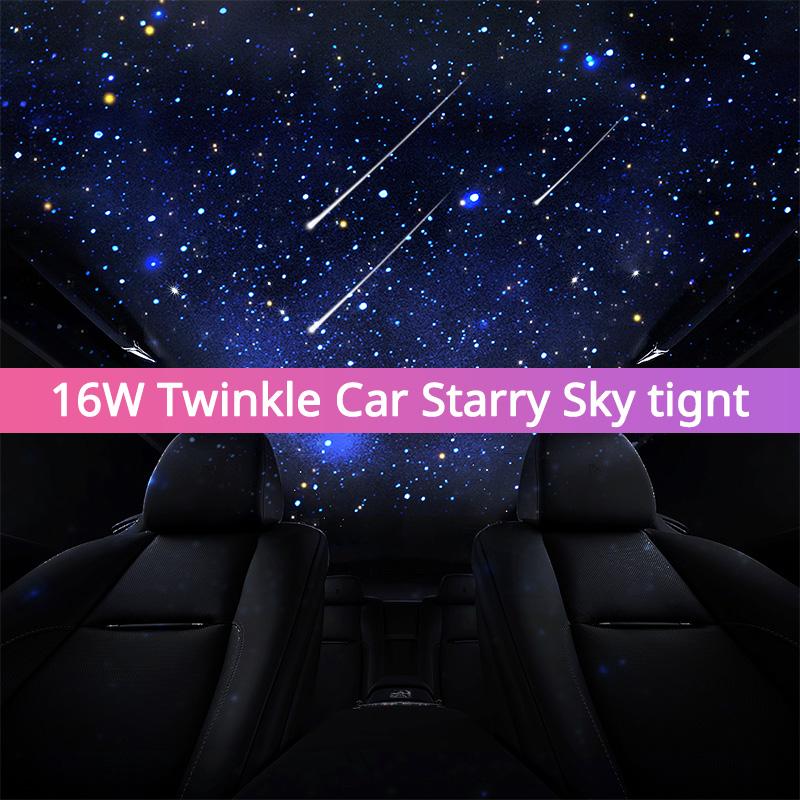 16W Twinkle RGBW Starry Sky Car Star Ceiling Light Fiber Optic Light Led Star Roof Interior Atmosphere Light Car Decorative Lamp