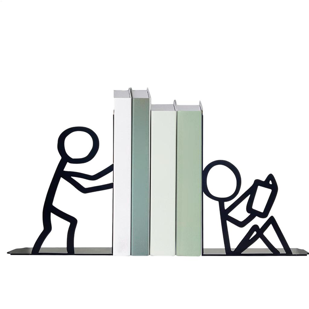Book Ends Abstract Heavy Duty Metal Organizer Book Stopper Organzier for Kids Room Bookends Non-Skid Book End for School Library