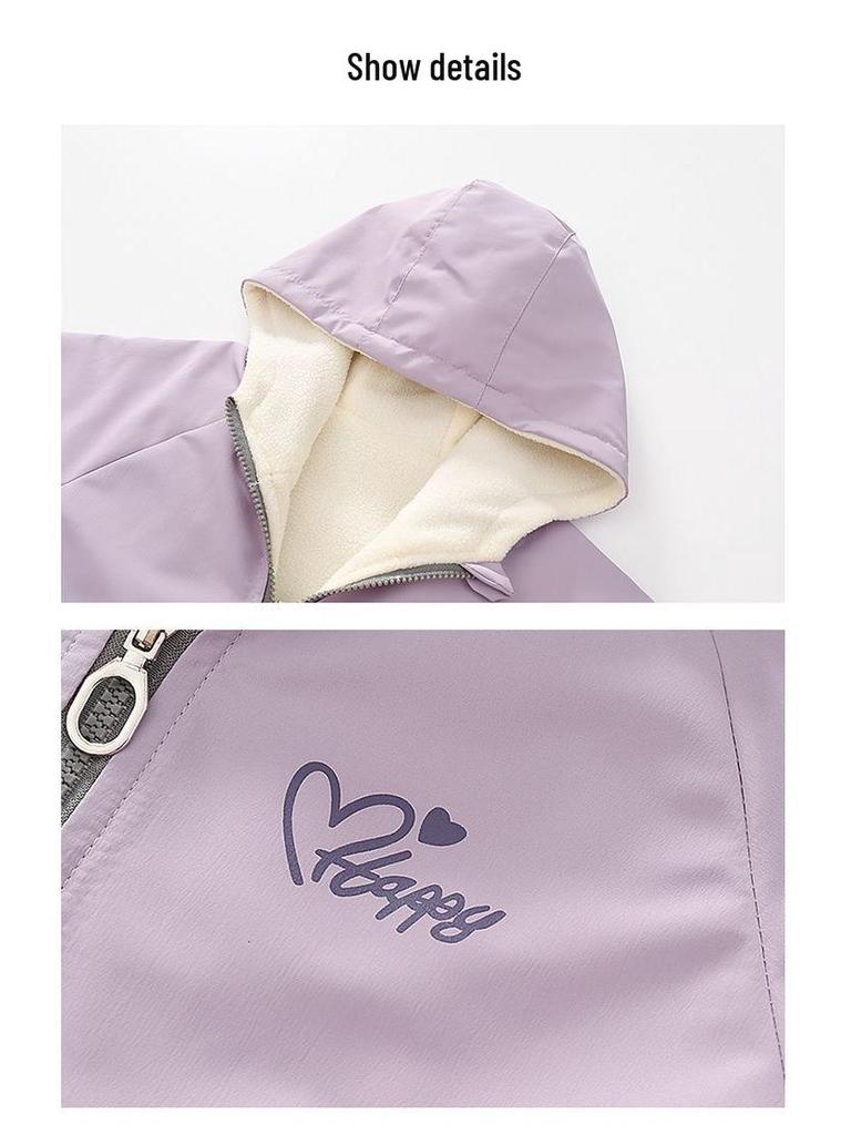 Girls' Double-Sided Fleece Jacket for Spring & Autumn 2025 - New Loose Children’s Windbreaker