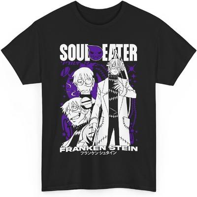 חולצת טי אנימה Soul Eater, פרנקן שטיין, מאקה אלברן, דת' דה קיד, בלאק סטאר, חולצת טי עם שרוולים קצרים, טי שירט יוניסקס