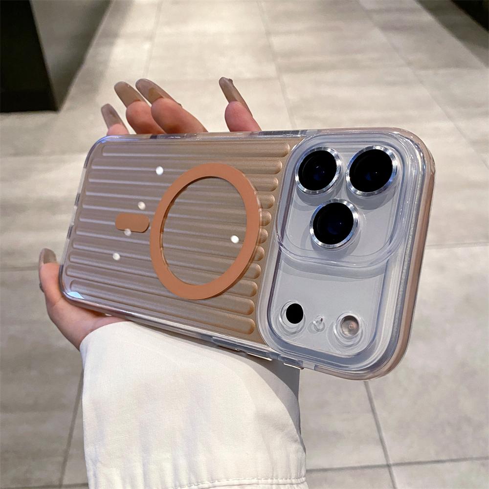 

Luxury Corrugated Pattern Magnetic Wireless Charge Case For iPhone 17 Pro Max 16 15 14 Pro Max For Magsafe Matte Soft Back Cover iPhone Air
