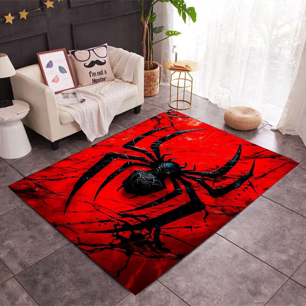 Spider-Man Red Background Non-Slip Rug - Polyester, Home Decor, Suitable for Bedrooms, Living Rooms, Entryways, and Studios