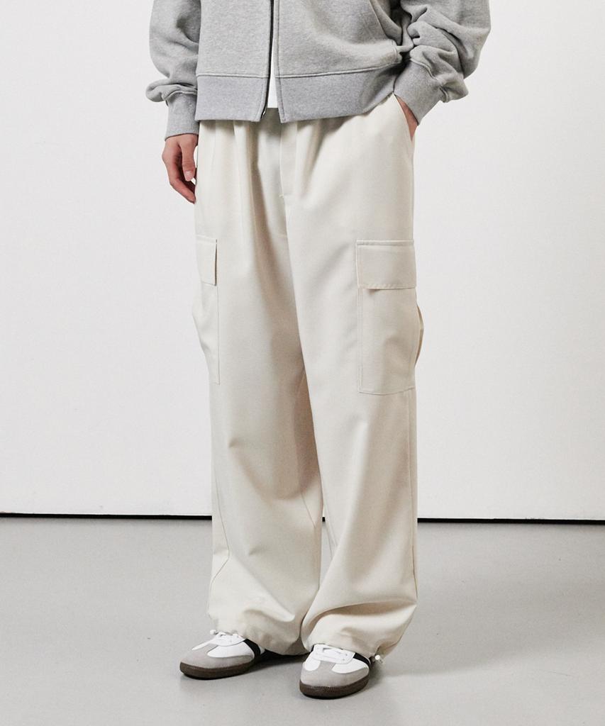 WHOLOVESART Daily Cargo Elastic String Pants Cream