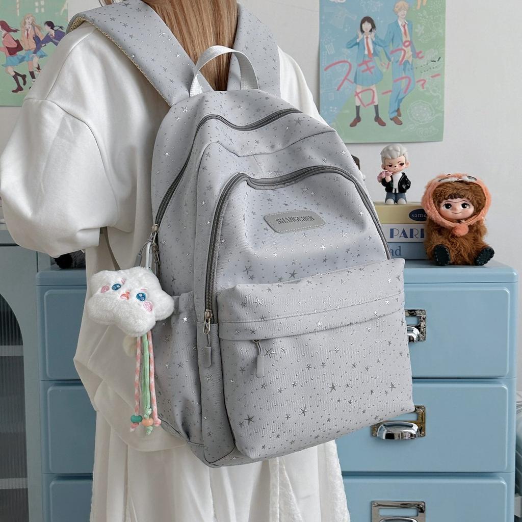 Schoolbag Korean star print sweet backpack women's large-capacity student schoolbag lightweight simple fashion casual double backpack