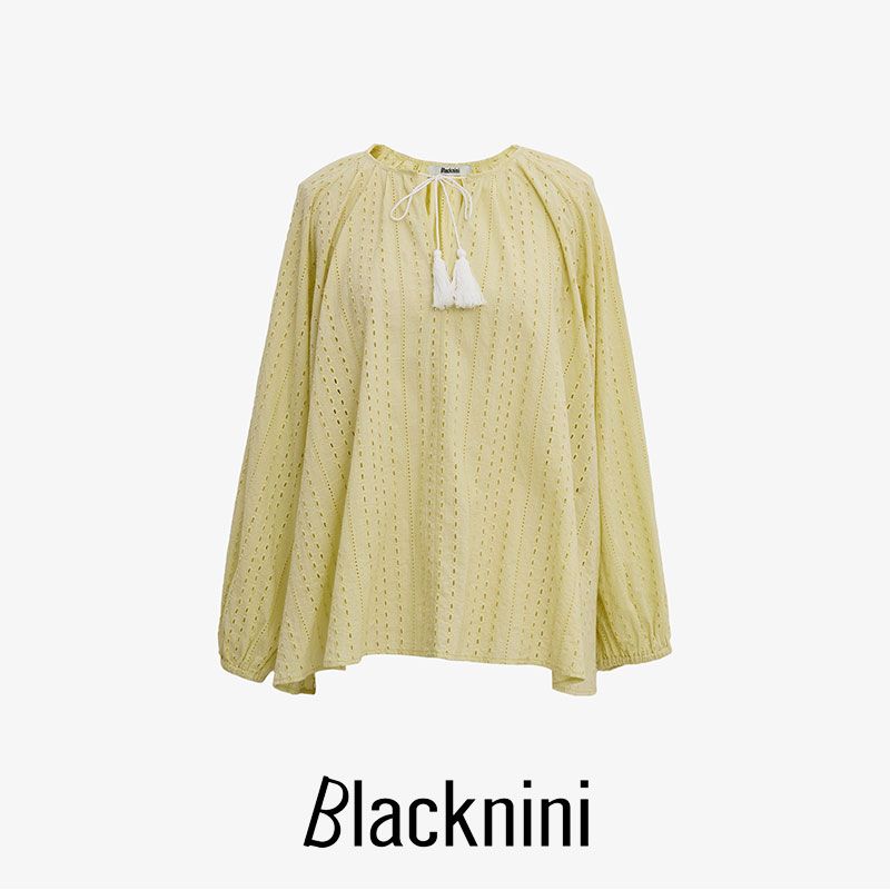 Blacknini Yin Huafu/Floating Romance High-Count 60S Combed Cotton Hollow-out High-Density Jacquard Top
