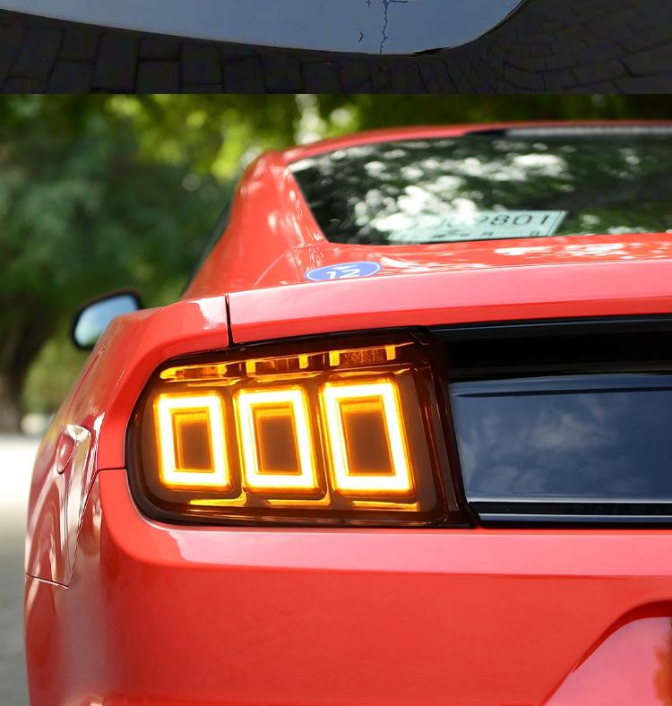 LED Taillight Assembly with Flowing Turn Signals for 15-22 Ford Mustang