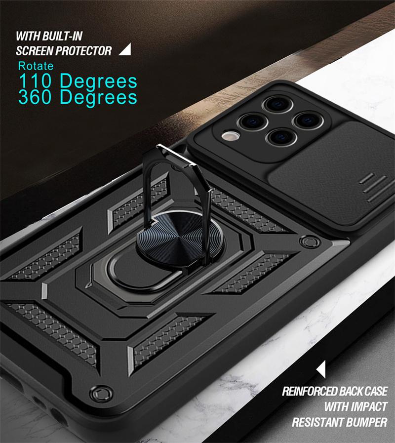 For Samsung Galaxy A12 Case Shockproof Metal Magnetic Ring Armor Phone Cases For Samsung A12 A 12 GalaxyA12 Lens Protect Cover