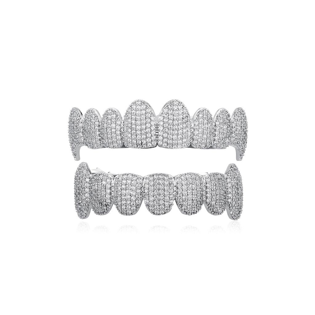 Griglie Hip Hop alla Moda Iced Out Zircone Cubico Diamante Grillz Zanne Fascino Zircone CZ Decorazione Denti Gioielli