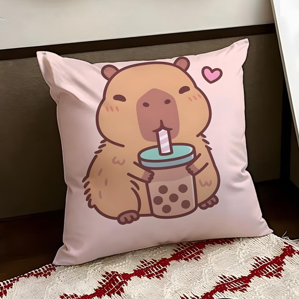 Cute CCapybara Cushion Cover Reversible Soft Durable Pillow Cover Home  Car MultiScene Use for Daily Comfort