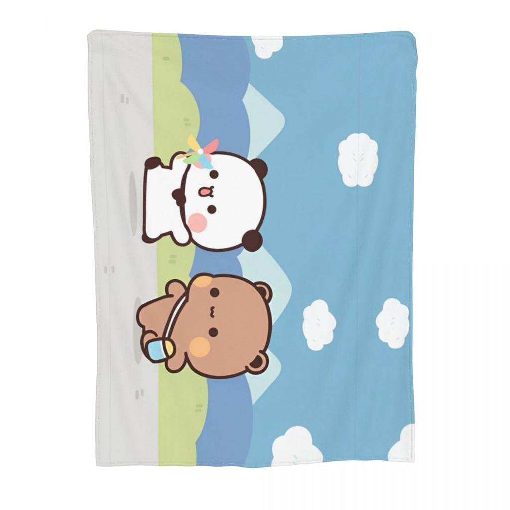 Bubu Dudu Going To Sleep Blanket Flannel All Season Panda and Bear Portable Soft Throw Blanket for Bedding Bedroom Quilt