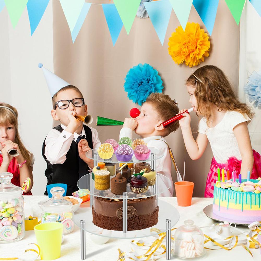 Acrylic Cake Stand Round Food Display Stand Cake Transparent Macaron Rack DIY Dessert Table Cake Pastry Party Display Tools