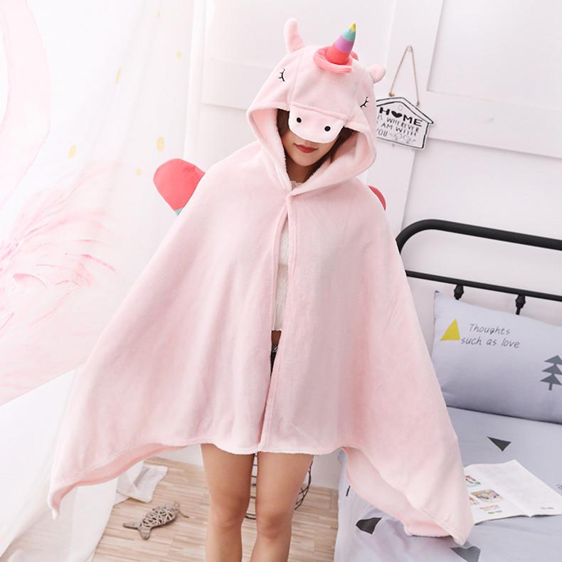 Cute Pink Unicorn Blanket Soft Plush Toys Animal Doll Office Sofa Sleeping Blanket Christmas Gift for Children Girls