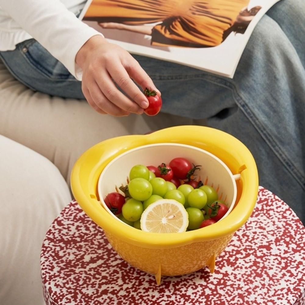 Quick Draining Kitchen Drain Basket Double Layer Strainer Basket New Fruit Washer Bowl  Kitchen Use