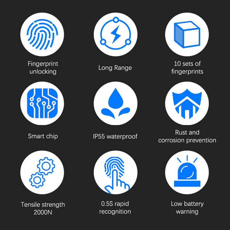 Smart Fingerprint Padlock Waterproof Biometric Fingerprint Keyless Door Lock Usb Rechargeable Security Padlock For House Unlock