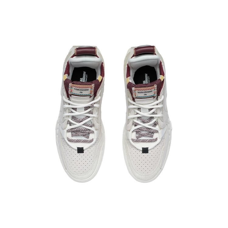 Li Ning Qi Yuan Synthetic Leather Fabric Two-Layer Suede Non-Slip Wear-Resistant Lightweight Mid-Top Sneakers Women sneakers Snow-White AGCR448-2