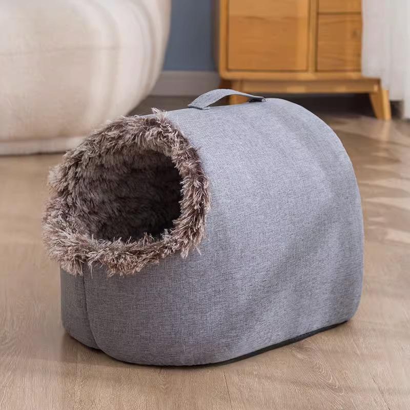 

Winter cat litter warm closed portable pet litter plush sleeping bag outside l