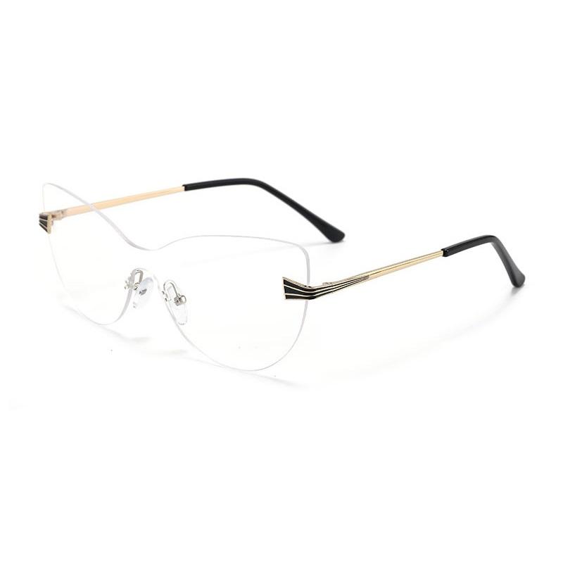 New Luxury Frameless Gradient Cat Eye Women Sunglasses Personalized Brand Thin Frame Design Trendy Versatile Men Glasses Uv400