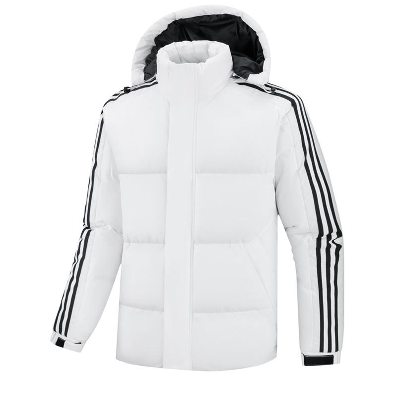 Men's Hooded Cotton-Padded Jacket, Size M-8XL, Winter Warmth, Casual Three-Bar Design