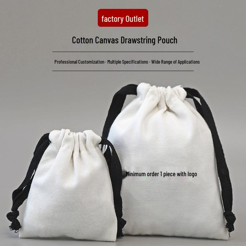 Custom Logo Cotton Canvas Drawstring Bag: Small Jewelry Storage or Large Dustproof Bag