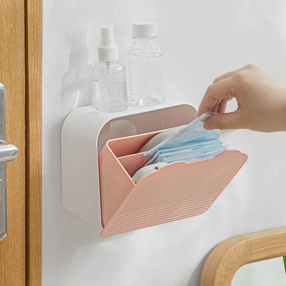 Flip-top Sanitary Pad Storage Box Plastic Wall Organizer Box Cosmetics Cotton Storage Box  Vanity