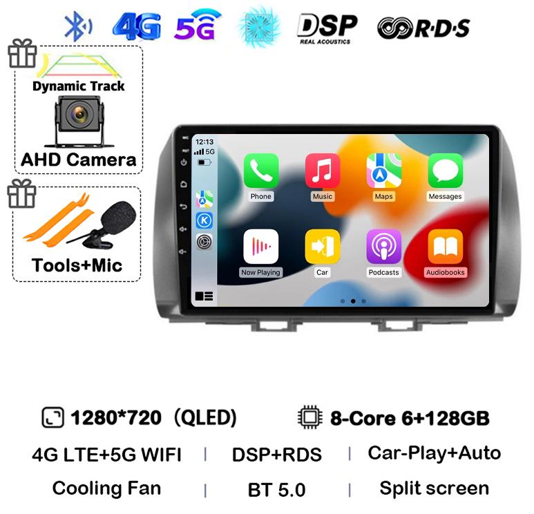 Android 14 Carplay Auto For Toyota BB 2 QNC20 2005-2016 Car Radio Multimedia Video Player Navigation GPS 4G+WIFI Stereo Audio BT