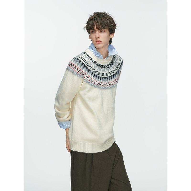 Dream Made Fair Isle Christmas Jacquard Old Money Sweater for Men, Autumn and Winter Thickened Lazy Style Couple Knitwear