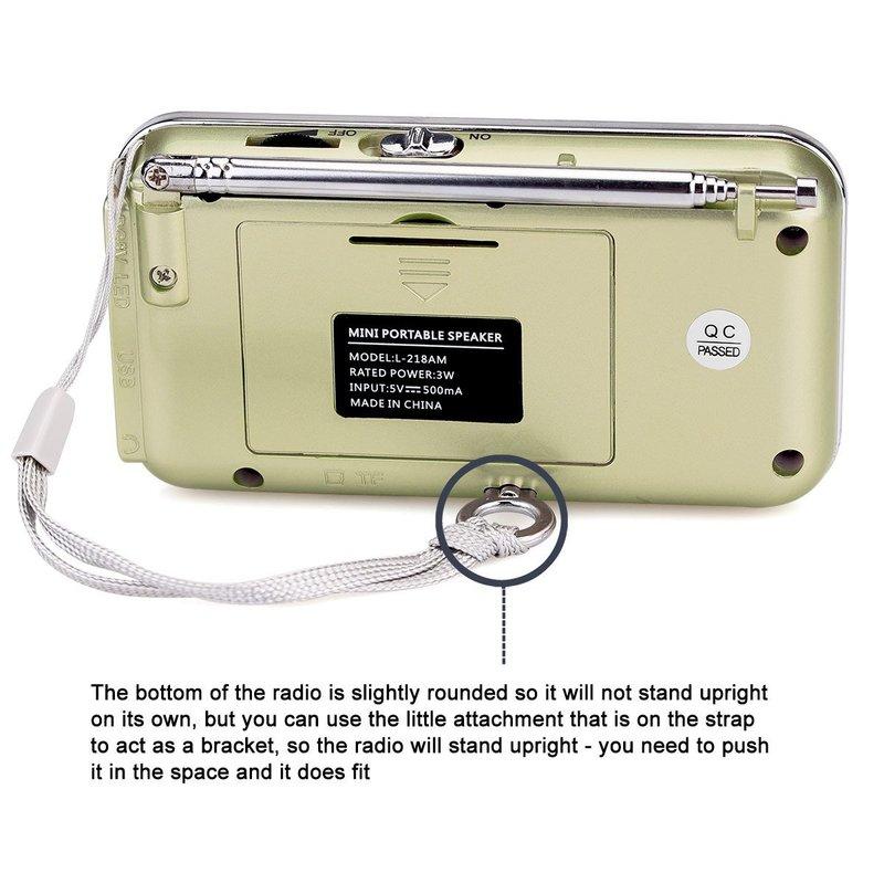 Super Bass HIFI FM Radio Speaker L-218 with TF USB AUX Flashlight Rechargeable Battery