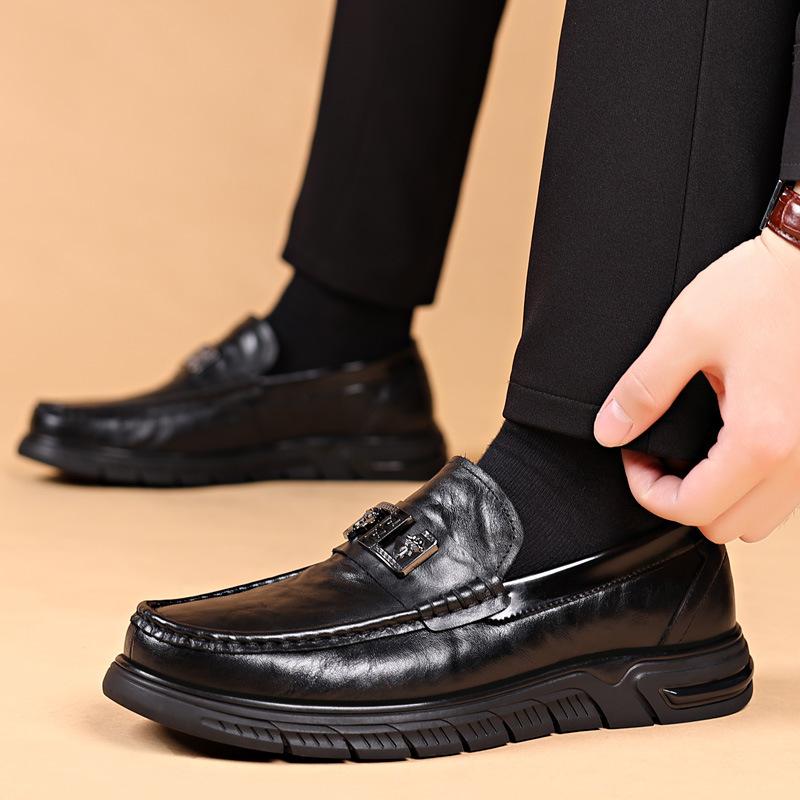 New Men's Casual Leather Shoes, Leather Breathable Doudou Shoes, Men's Single Shoes, Men's Shoes