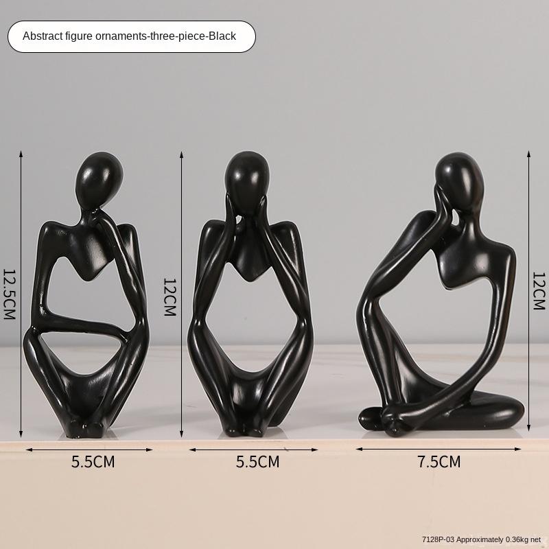

Абстрактное украшение в виде персонажа Украшения для дома Украшение для входа Модель гостиной Творческие поделки из смолы чёрный