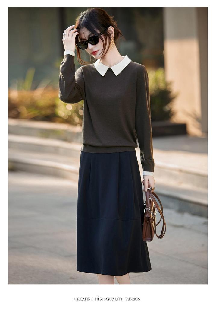 Women's Cashmere Soft Knit Polo Collar Pullover - Versatile, Simple, and Elegant Design for Spring and Autumn