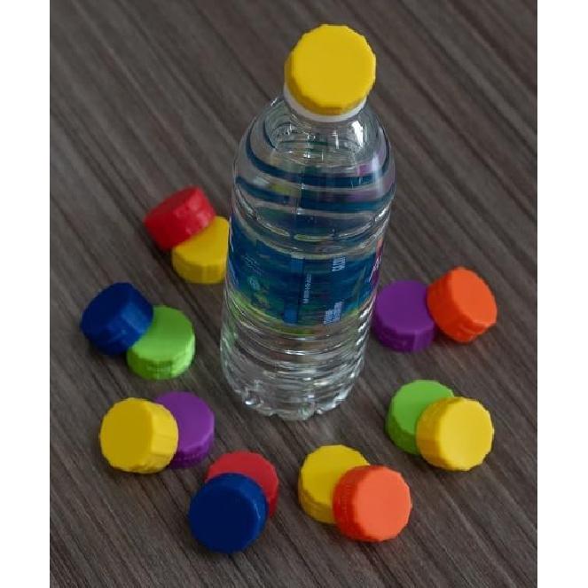Silicon Bottle Cap Topper/Opener for Water Bottles, Soda Bottles, in 6 distinct colors for easy identification.