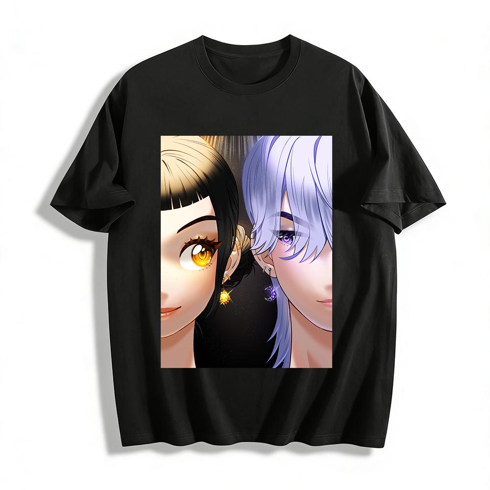 

Anime Star Moon Couple Portrait Print Casual Top Unisex Loose Breathable Daily Commute T-Shirt Pure cotton T-shirt XXS