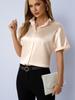 Elegante Satin-Herbstbluse - Europäischer & Amerikanischer Stil, Kurzarm Stehkragen