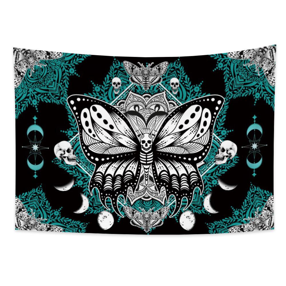 Tarot Faza Lunii Tapiserie cu flori Fluture Craniu Agățat pe perete Decor scenă psihedelică Decorare vrăjitorie Decorare cameră