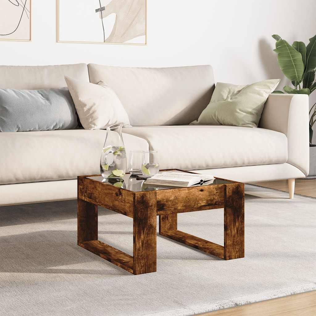 Infinity LED Coffee Table in Smoked Oak 50 x 53 x 30 cm