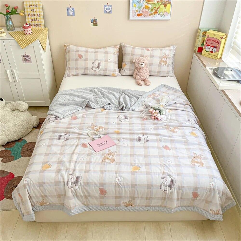 Cotton Summer Quilt Home Sofa Thin Air Conditioning Throw Blanket Soft Office Nap Blanket Bedroom Nap Home Decoration Bed Cover